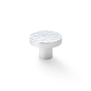ALEXANDER & WILKSĀ® hammered face round cup knob 38mm polished chrome
