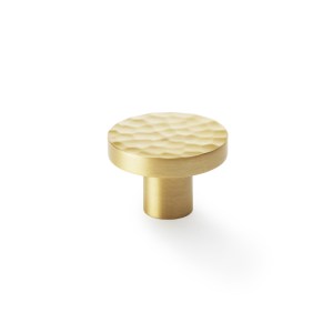 ALEXANDER & WILKSĀ® hammered face round cup knob 38mm satin brass