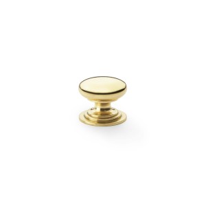 ALEXANDER & WILKSĀ® 25mm rnd cup knob integral stepped rose pol brass lacq.