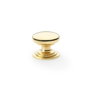 ALEXANDER & WILKSĀ® 32mm rnd cup knob integral stepped rose pol brass lacq.