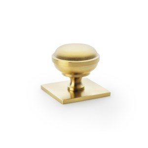 ALEXANDER & WILKSĀ® quantock cupboard knob 34mm on square plate satin brass pvd