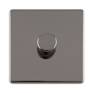 EUROLITEĀ® Concealed 3mm 1 Gang Led Push On Off 2Way Dimmer - Black Nickel (Black)