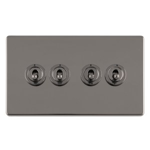 EUROLITEĀ® Concealed 3mm 4 Gang 10Amp 2Way Toggle Switch Black Nickel Plate - Black Nickel (Black)