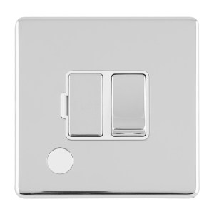 EUROLITEĀ® Concealed 3mm 13Amp Switched Fuse Spur With Flex Outlet - Polished Chrome (White)