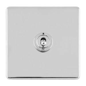 EUROLITEĀ® Concealed 3mm 1 Gang 10Amp 2Way Toggle Switch Polished Chrome Plate - Polished Chrome (White)