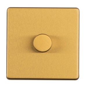 EUROLITEĀ® Concealed 3mm 1 Gang Dimmer - Satin Brass (Black)