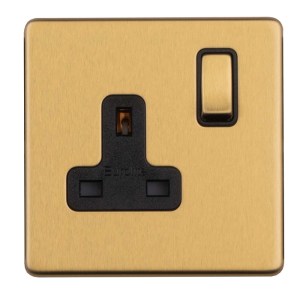 EUROLITEĀ® Concealed 3mm 1 Gang 13Amp Dp Switch - Satin Brass (Black)