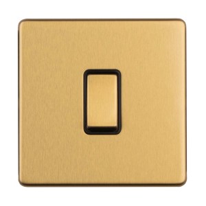 EUROLITEĀ® Concealed 3mm 1 Gang 10Amp 2 Way Switch - Satin Brass (Black)