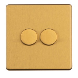EUROLITEĀ® 2 Gang Dimmer - Satin brass