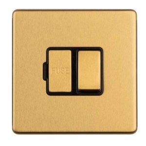 EUROLITEĀ® Concealed 3mm 13Amp Switched Fuse Spur - Satin Brass (Black)