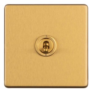 EUROLITEĀ® Concealed 3mm 1 Gang 2 Way Toggle Switch - Satin Brass (Black)