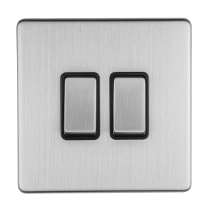 EUROLITEĀ® Concealed 3mm 2 Gang 10Amp 2Way Switch - Stainless Steel (Matching)