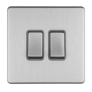 EUROLITEĀ® Concealed 3mm 2 Gang 10Amp 2Way Switch - Stainless Steel (Matching)