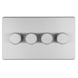 EUROLITEĀ® Concealed 3mm 4 Gang Led Push On Off 2Way Dimmer - Stainless Steel (Black)