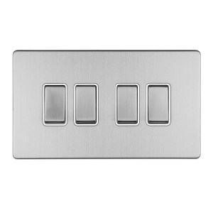 EUROLITEĀ® Concealed 3mm 6 Gang 10Amp 2Way Switch - Stainless Steel (Matching)