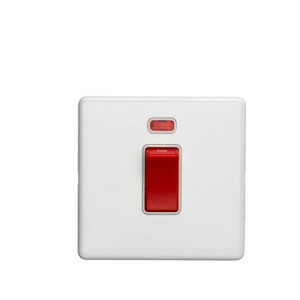EUROLITEĀ® Concealed 3mm 45Amp Switch With Neon Indicator - Matt White (White)