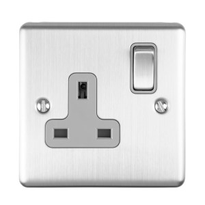 EUROLITEĀ® Enhance Decorative 1 Gang Socket - Satin Stainless (Grey)
