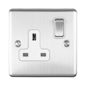 EUROLITEĀ® Enhance Decorative 1 Gang Socket - Satin Stainless (White)