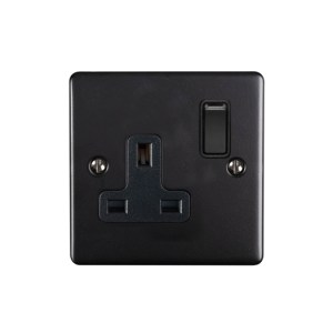 EUROLITEĀ® Enhance Decorative 1 Gang Socket - Matt Black (Black)