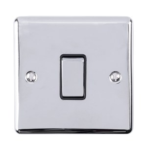 EUROLITEĀ® Enhance Decorative 1 Gang Switch - Polished Chrome (Black)