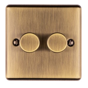 EUROLITEĀ® Enhance Decorative 2 Gang Dimmer - Antique (Black)