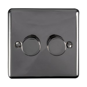 EUROLITEĀ® Enhance Decorative 2 Gang Dimmer - Black Nickel (Black)