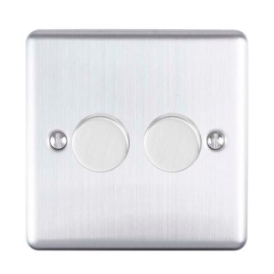EUROLITEĀ® Enhance Decorative 2 Gang Dimmer - Satin Stainless (Enhance)