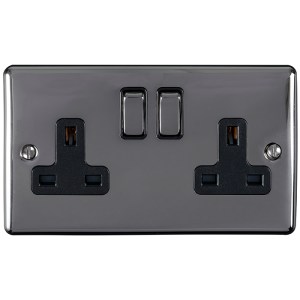 EUROLITEĀ® Enhance Decorative 2 Gang Socket - Black Nickel (Black)