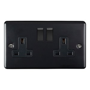 EUROLITEĀ® Enhance Decorative 2 Gang Socket - Matt Black (Black)