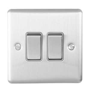 EUROLITEĀ® Enhance Decorative 2 Gang Switch - Satin Stainless (Grey)