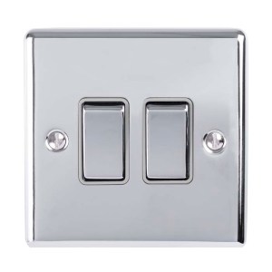 EUROLITEĀ® Enhance Decorative 2 Gang Switch - Polished Chrome (GREY)