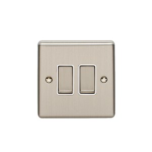 EUROLITEĀ® Enhance Decorative 2 Gang Switch - Satin Stainless (White)