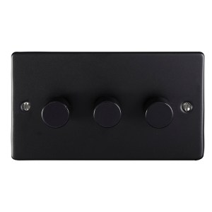 EUROLITEĀ® Enhance Decorative 3 Gang Dimmer - Matt Black (Black)