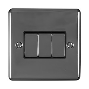 EUROLITE® Enhance Decorative 3 Gang Switch - Black Nickel (Black)