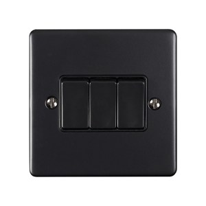 EUROLITE® Enhance Decorative 3 Gang Switch - Matt Black (Black)