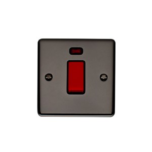 EUROLITEĀ® Enhance Decorative 45Amp Switch With Neon Indicator - Black Nickel (Black)