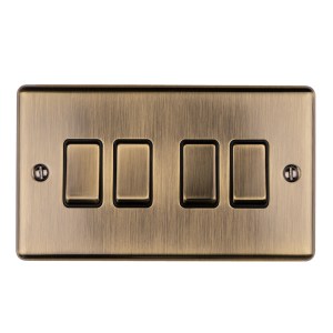 EUROLITEĀ® Enhance Decorative 4 Gang Switch - Antique (Black)