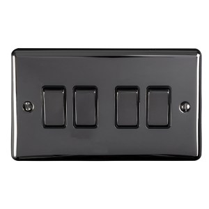 EUROLITEĀ® Enhance Decorative 4 Gang Switch - Black Nickel (Black)