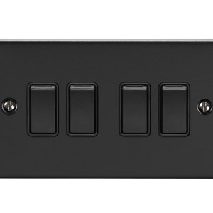 EUROLITEĀ® Enhance Decorative 4 Gang Switch - Matt Black (Black)