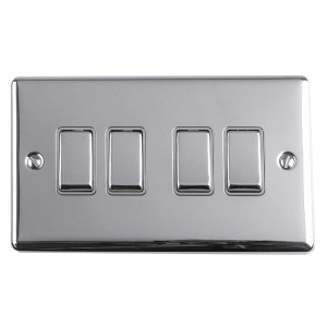 EUROLITEĀ® Enhance Decorative 4 Gang Switch - Polished Chrome (GREY)
