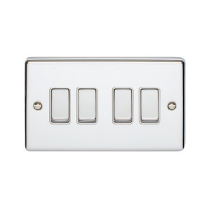 EUROLITEĀ® Enhance Decorative 4 Gang Switch - Polished Chrome (White)