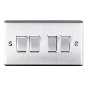 EUROLITEĀ® Enhance Decorative 4 Gang Switch - Satin Stainless (White)