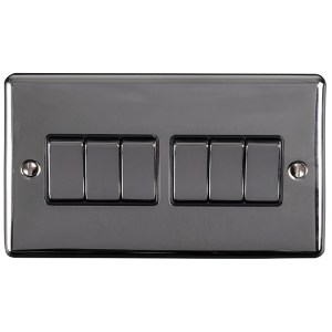 EUROLITEĀ® Enhance Decorative 6 Gang Switch - Black Nickel (Black)