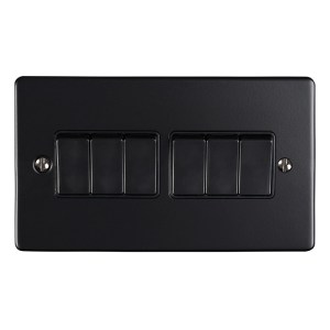 EUROLITEĀ® Enhance Decorative 6 Gang Switch - Matt Black (Black)