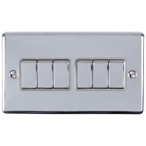 EUROLITEĀ® Enhance Decorative 6 Gang Switch - Polished Chrome (GREY)