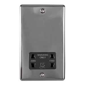 EUROLITEĀ® Enhance Decorative Shaver Socket - Black Nickel (Black)
