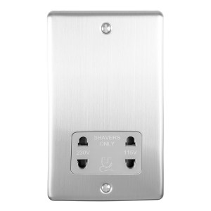 EUROLITEĀ® Enhance Decorative Shaver Socket - Satin Stainless (Grey)