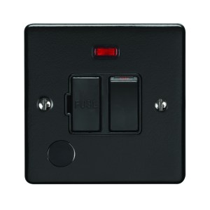 EUROLITEĀ® Enhance Decorative Switched Fuse Spur With Flex Outlet - Matt Black (Black)