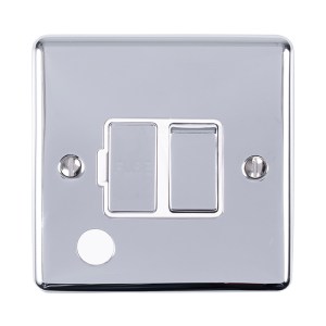 EUROLITEĀ® Enhance Decorative Switched Fuse Spur With Flex Outlet - Polished Chrome (White)
