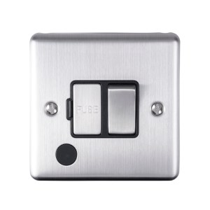 EUROLITEĀ® Enhance Decorative Switched Fuse Spur With Flex Outlet - Satin Stainless (Black)